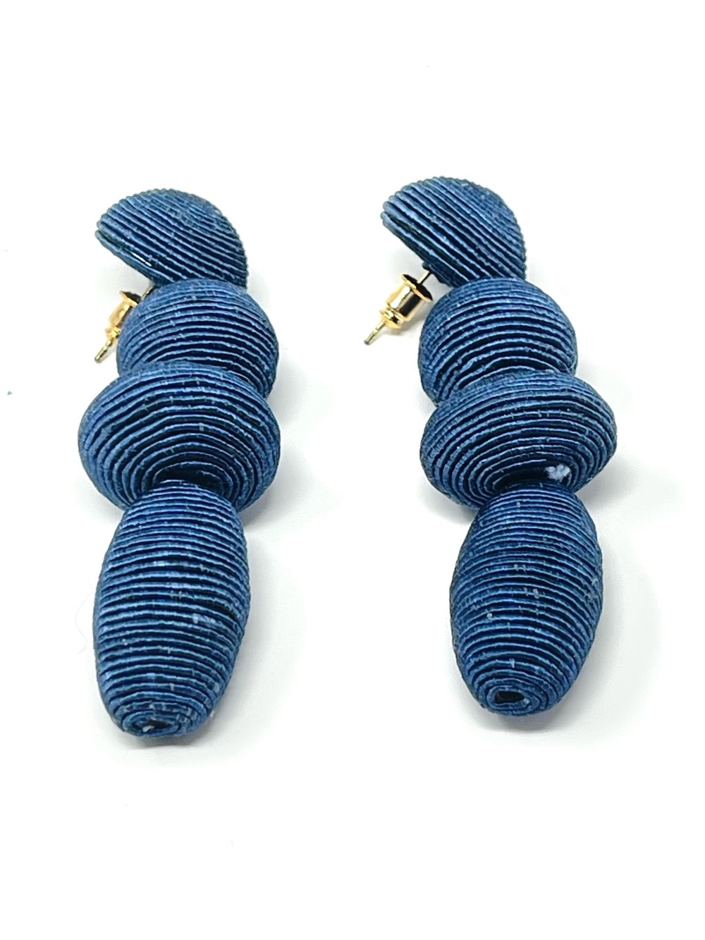 New Anthropologie Drop Thread Statement Blue Beaded Earrings